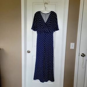 Charlotte Russe Navy and White Polka Dot Jumpsuit Size S